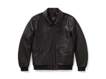 A-2 - Leder Motorradjacke - Schwarz