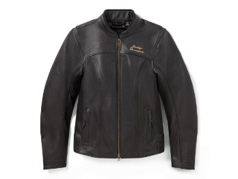Winged Bling - Leder Motorradjacke - Schwarz 