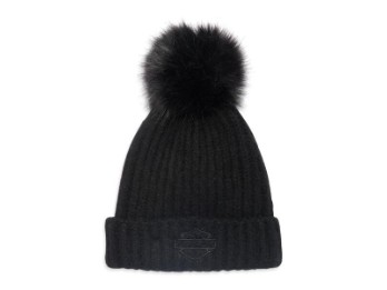 Hat-Knit,Pom,black