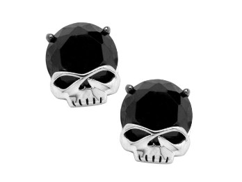 Black Stone Skull Earrings