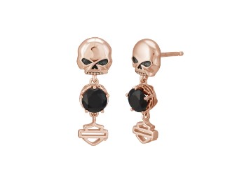Rose Gold Skull & Stone Earrings