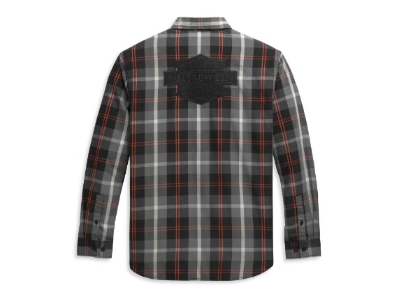96344-21VM/000L, Shirt-Woven,black/grey/orange