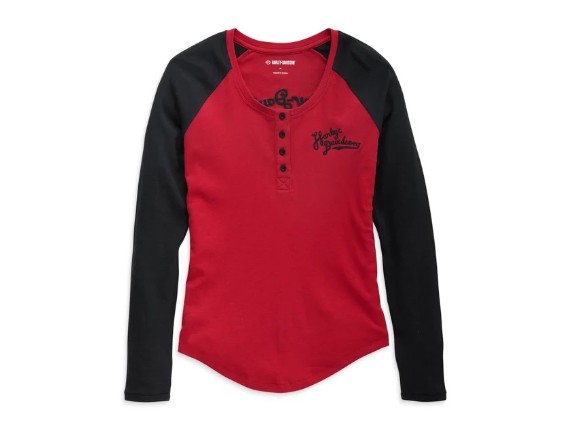 96449-23VW/000M, Henley-Knit,red Colorblock