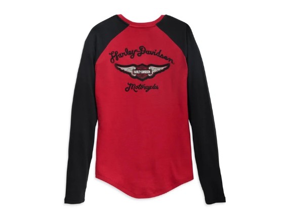 96449-23VW/000M, Henley-Knit,red Colorblock