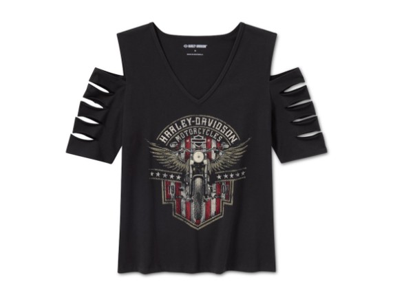 96767-26VW/000L, tee-Knit,Bling,Rally,Rip/Repai