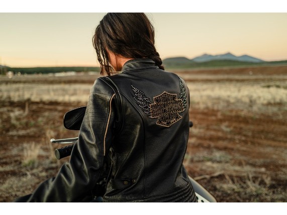 97003-26VW/000L, Jacket-Leather,Bling,black
