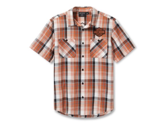 99257-25VM/000M, Shirt-Woven,orange/tan Plaid