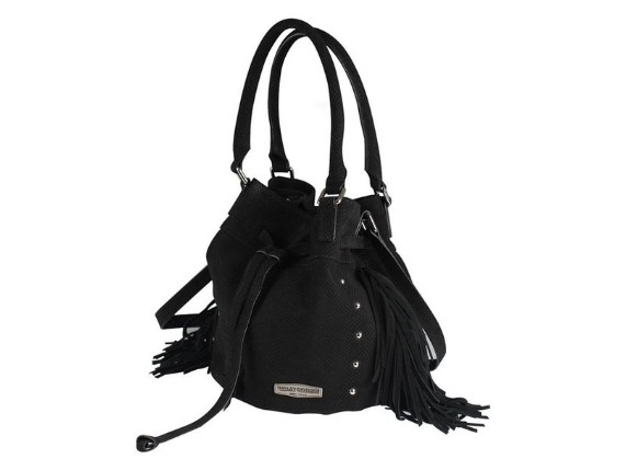 FS8502L-BLACK, Fringe Draw String Bag