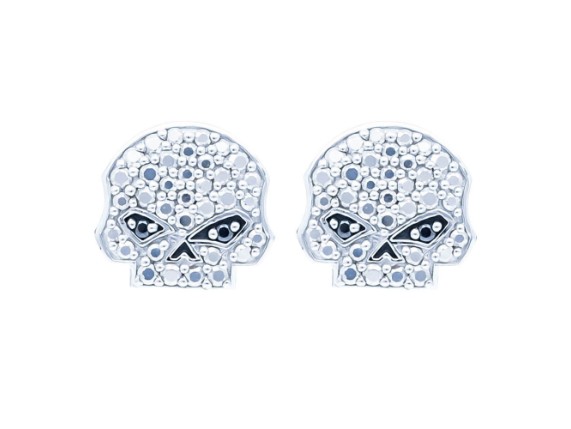 HDE0418, Marcasite & Black CZ Bling Skull
