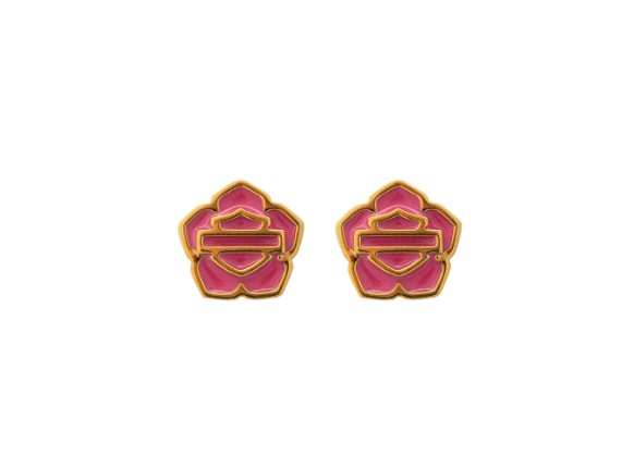 HDE0491, Gold Plated Pink , Earrings