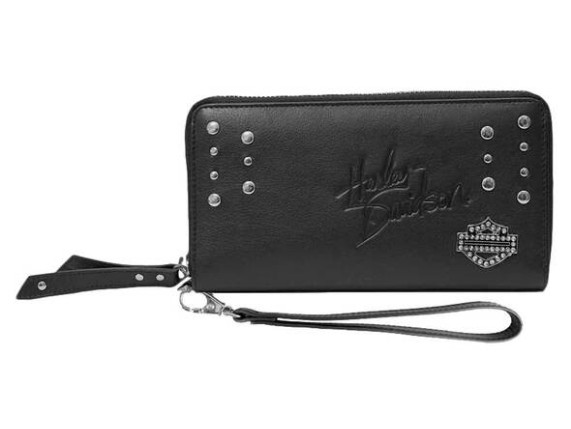 WW0065L-BLACK, B&S Medallion Zip Arnd Clutch