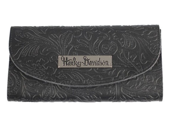 ZWL1692-BLACK, Hand Tooled 7" Wallet