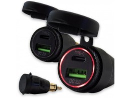 USB-A 3.0-Adapter + USB-C-PD | LED rot | schwarz Ausgang: D