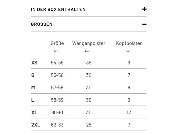 RPHA60 Größentabelle