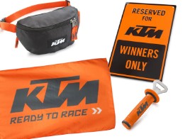 Geschenke Set 09 - KTM Radical Belt Bag - Bottle Opener - Flag - Parking Plate