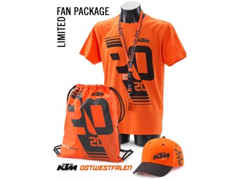 Das KTM FAN Package - T-Shirt, Cap, Bag, Lanyard (Schlüsselanhänger), Ohrstöpsel