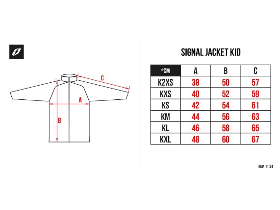 Jitsie Jacke Signal Solid KID size guide