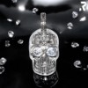 Totenkopf Anhaenger Glitzer Steine Steinchen Edelstahl Silber Rockyfy 10-01