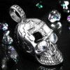 Totenkopf Anhaenger Glitzer Steine Steinchen Edelstahl Silber Rockyfy 10-03