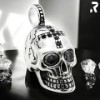 Totenkopf Anhaenger Kettenanhaenger Silber Edelstahl Skull mit schwarzen Augen Totenkopfschmuck Rockyfy 04