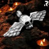 Totenkopf Anhaenger mit Fluegel aus Edelstahl Totenkopfschmuck Kettenanhaenger Damen Herren Rockyfy 01