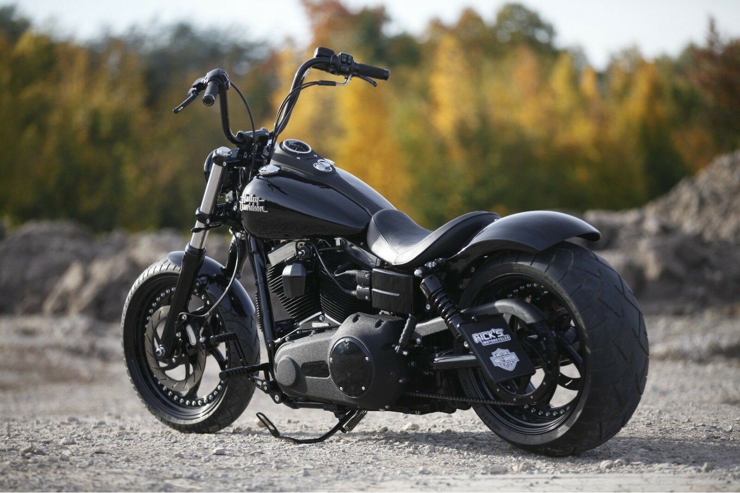 schwarz glanz Ricks Harley-Davidson Blinkerhalter Kit hinten CNC-gefräst 