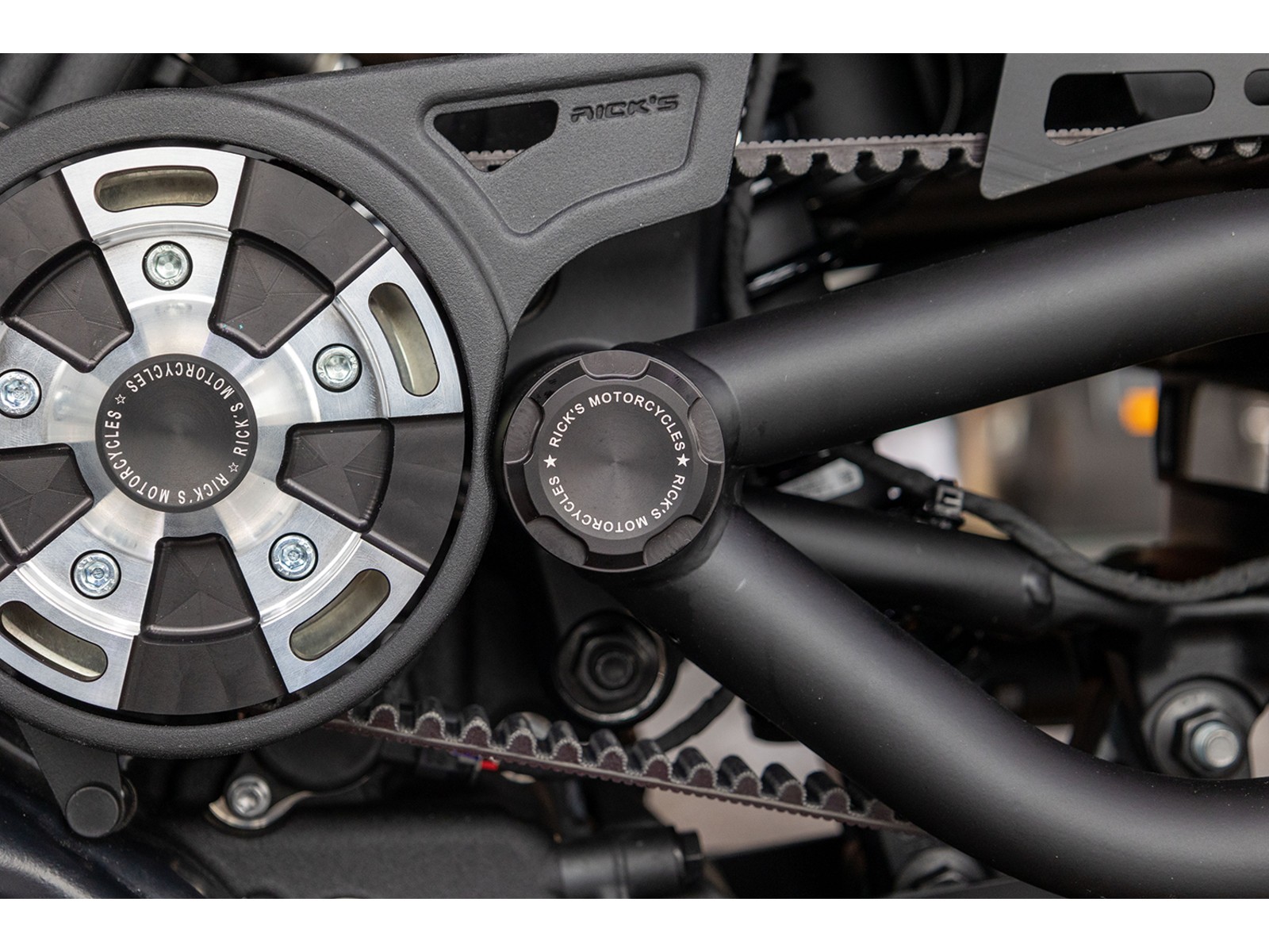 Rick's Motorcycles Sportster S axle cover swingarm axle