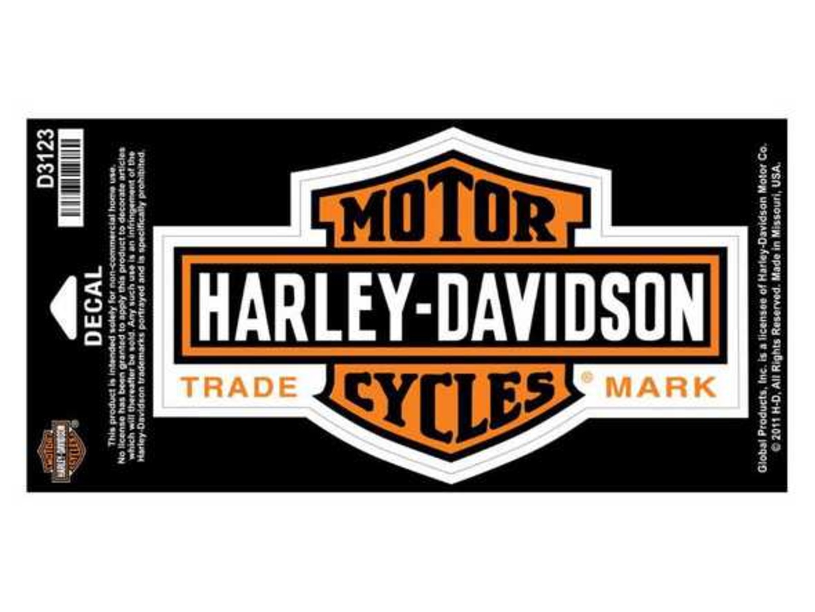 Harley Davidson Sticker Decal Bar Shield Long Medium D3123