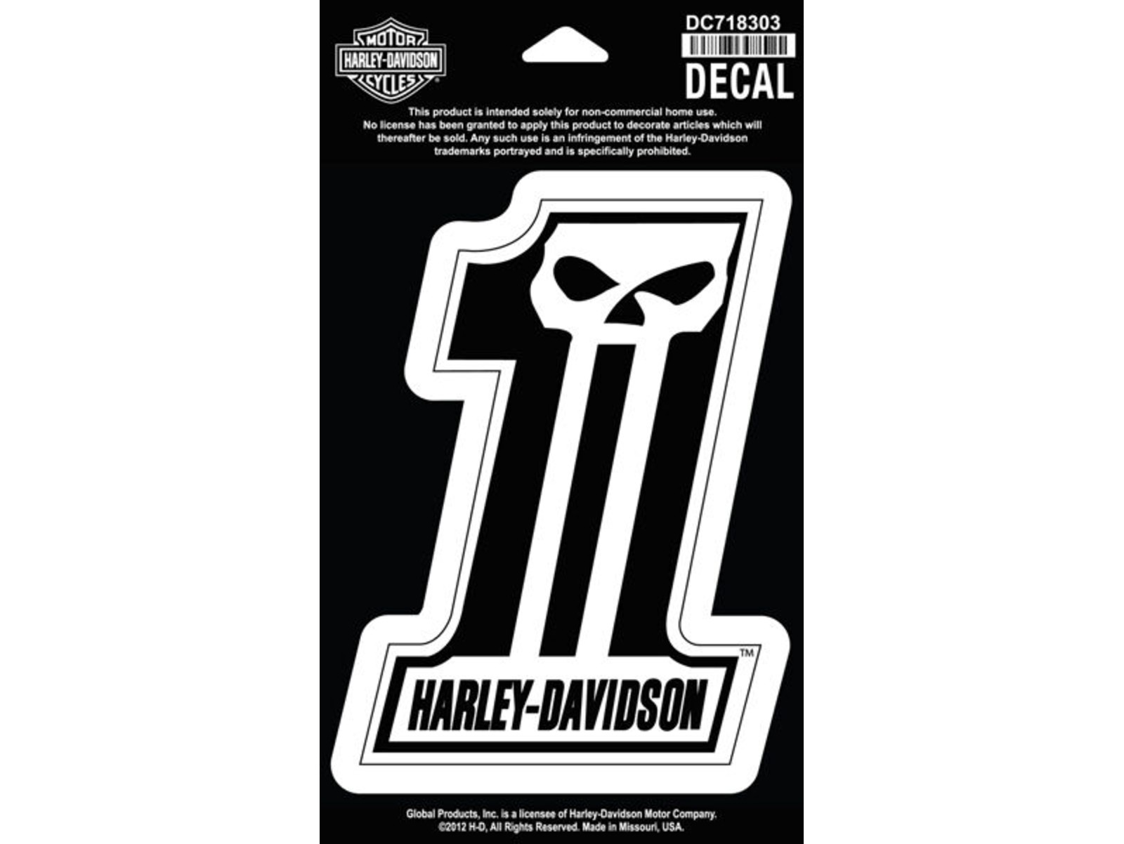 Pegatina Harley Davidson 1 Skull Dc718303 Number One