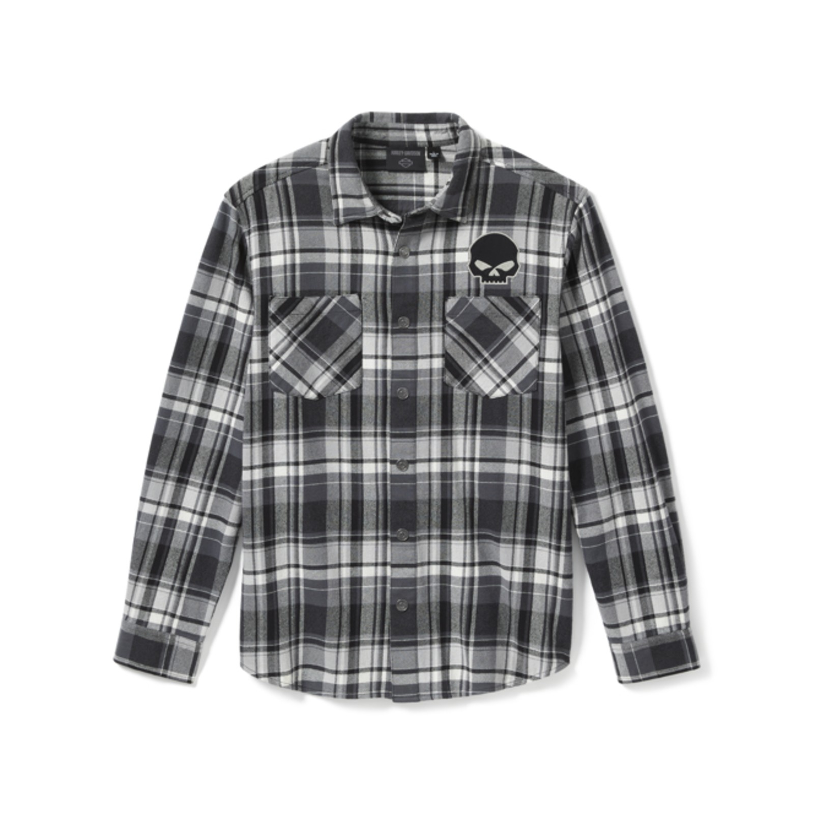 Harley-Davidson ワークシャツ グレー XL 刺繍 ピンストライプ Harley-Davidson Herren 