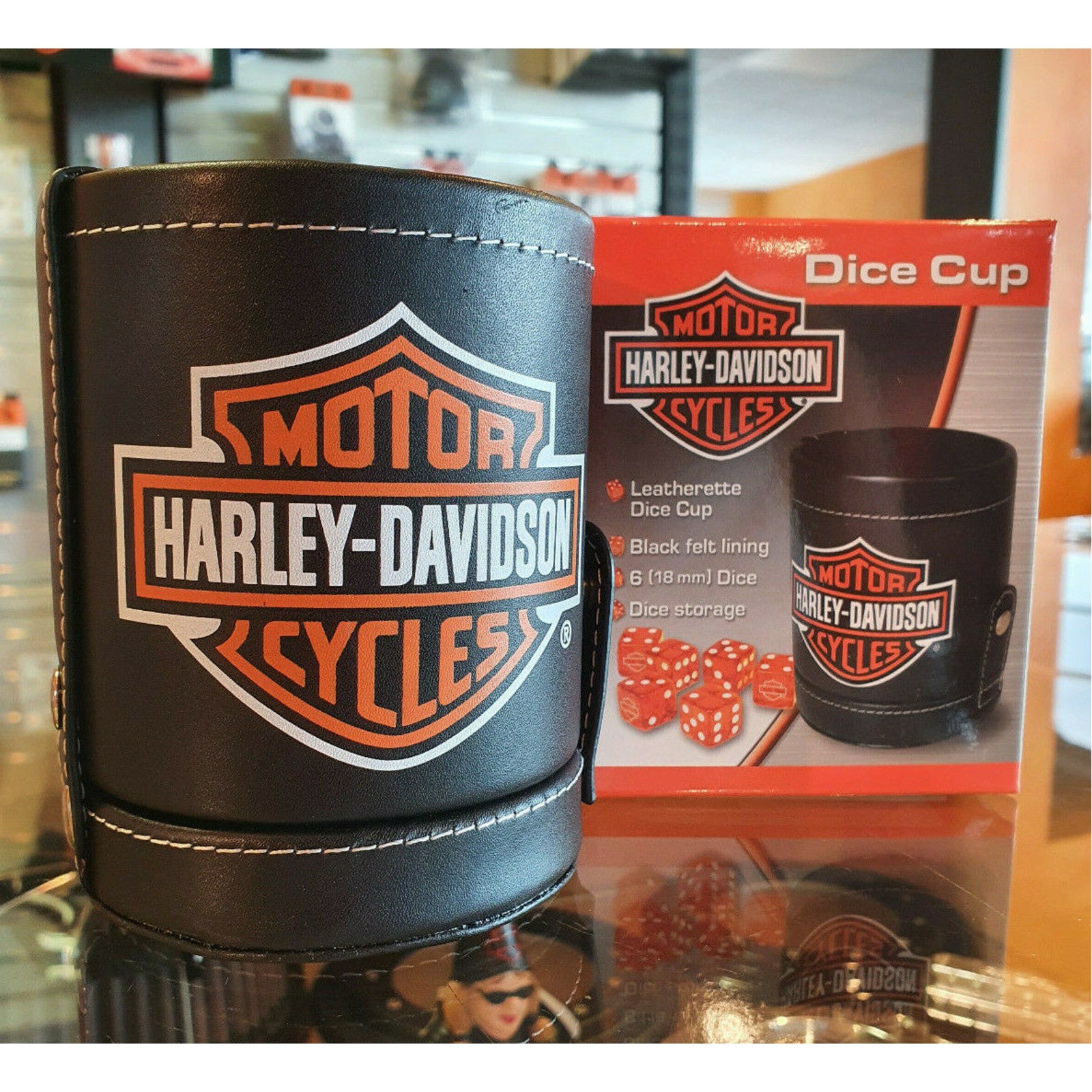 Leatherette Cup 651 Harley-Davidson Bar & Shield Logo Dice Cup Game Set 