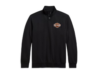 Herren Sweatshirt "Button Mockneck" Bar & Shield 96112-21VM Schwarz