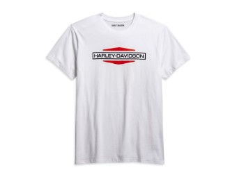 Herren T-Shirt "Stacked Logo" 96277-21VH Weiß Slim Fit Retro
