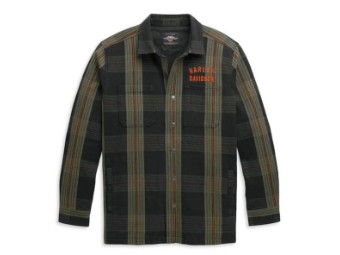 Men's Casual Jacket Plaid Shirt -Arched Logo- 96347-21VM