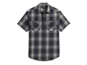 Men's Shirt "Block Letter" Plaid 96374-21VM Grey/Blue