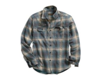 Shirt -Printed Plaid- 96511-19VM Slim Fit Blue Grey Yellow Vintage