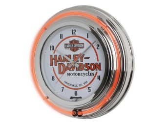 Harley-Davidson Wanduhr "Double Neon Bar & Shield Clock" HDL-16623B