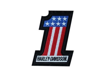 Harley-Davidson Aufnäher / Emblem "#1 Red/White/Blue" Patch groß EM227842