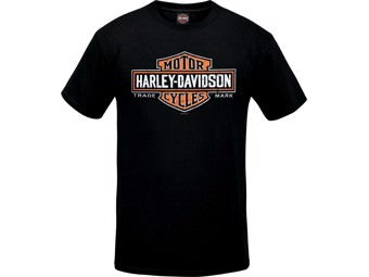Harley-Davidson "LONG LOGO" Dealer T-Shirt R003414 Schwarz Baumwoll Tee