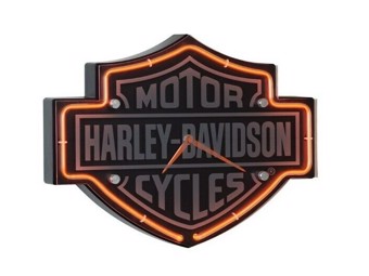 Harley-Davidson Wall Clock -ETCHED BAR & SHIELD NEON CLOCK- HDL-16651B Uhr