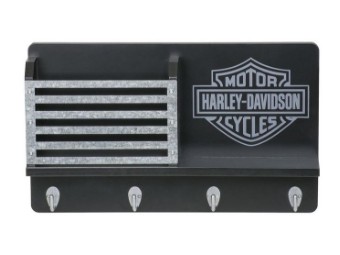 Harley-Davidson Bar & Shield Wooden Key Rack Storage Bin 4 Hooks HDL-15323