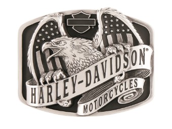 Harley-Davidson® Men's Wings Over America Belt Buckle, Antique Silver, HDMBU11402