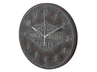 Harley-Davidson Bar & Shield Logo Outdoor Clock - Resin Distressed Finish