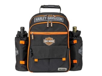 Harley-Davidson Picnic Pack Set, Bar & Shield Logo Backpack - Black & Orange
