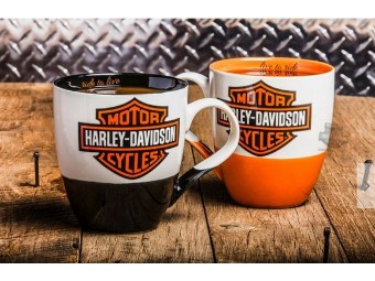 Harley-Davidson Set-of-2 Ceramic Mugs NA3MCF4900 Present Set Bar & Shield