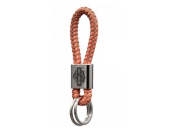 Harley-Davidson Key Ring Bar & Shield Orange Vinyl Braid