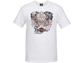 Harley-Davidson Herren Dealer Shirt "Knuckle Power" R003792 Weiß Engine