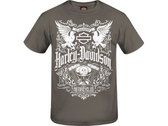 Harley-Davidson -Long Crest- Men's Dealer T-Shirt R004128 Grey Cotton Tee