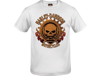 Harley-Davidson "Warm Skull" Herren Dealer T-Shirt R004153 Weiss Baumwolle