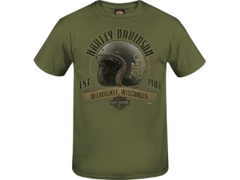 Harley-Davidson "Crash Bucket" Men's Dealer T-Shirt R004156 Army Green Cotton Tee